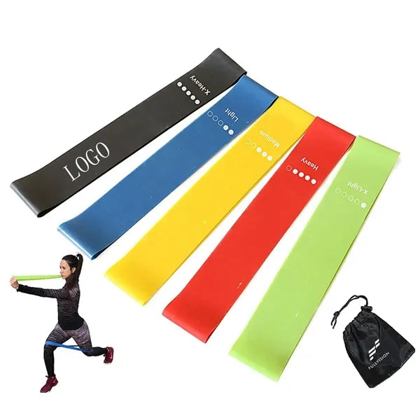 Set of 5 Resistance Loop Exercise Bands with Carry Bag