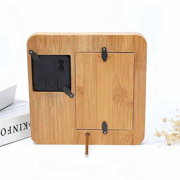 Bamboo Digital Photo Frame Clock