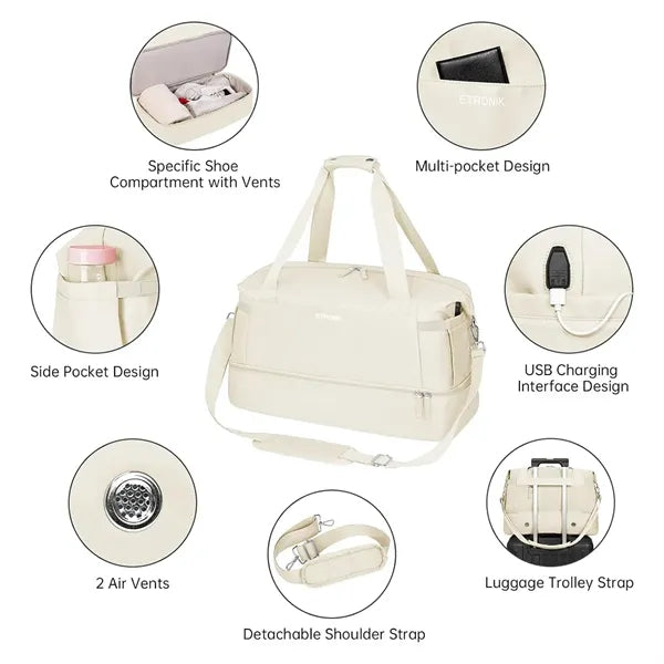 Gym Travel Duffle Bags with Wet Pocket for Women