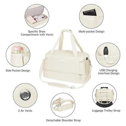 Gym Travel Duffle Bags with Wet Pocket for Women
