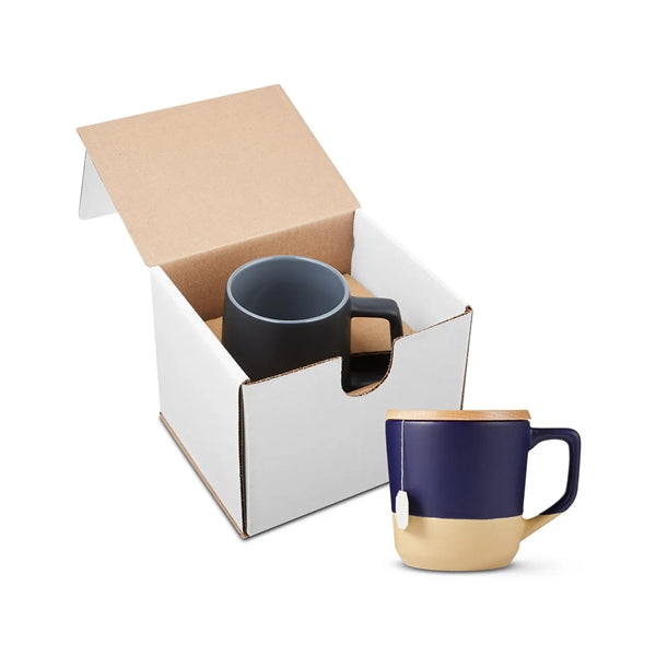 16.5oz Boston Ceramic Mug With Wood Lid In Mailer