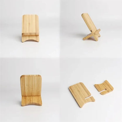 Bamboo Wooden Wireless Charger With Phone Holder