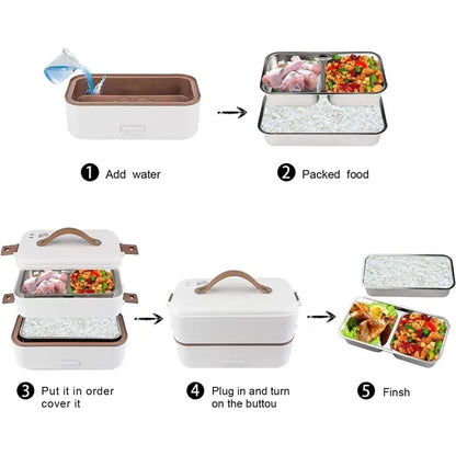 2 Layers Self Cooking Electric Lunch Box