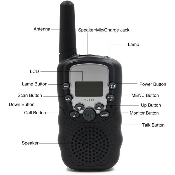 2Pcs T-388 Rechargeable Walkie Talkie