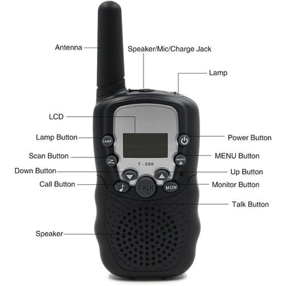2Pcs T-388 Rechargeable Walkie Talkie