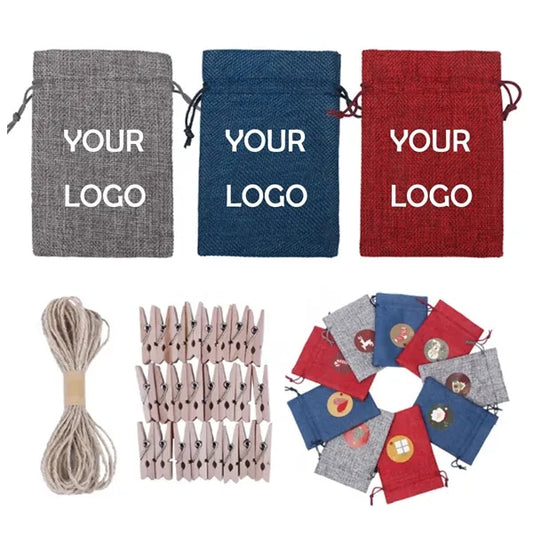 Custom Burlap Gift Pouch Bags with Drawstring