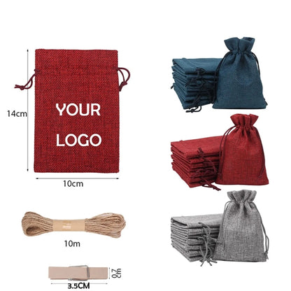 Custom Burlap Gift Pouch Bags with Drawstring