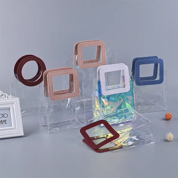 Clear PVC Tote Bag Handbag Gift Wrap Storage with Handle