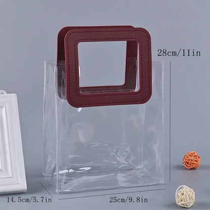 Clear PVC Tote Bag Handbag Gift Wrap Storage with Handle