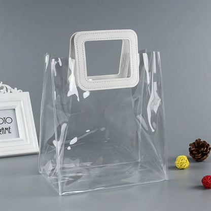 Clear PVC Tote Bag Handbag Gift Wrap Storage with Handle