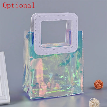 Clear PVC Tote Bag Handbag Gift Wrap Storage with Handle