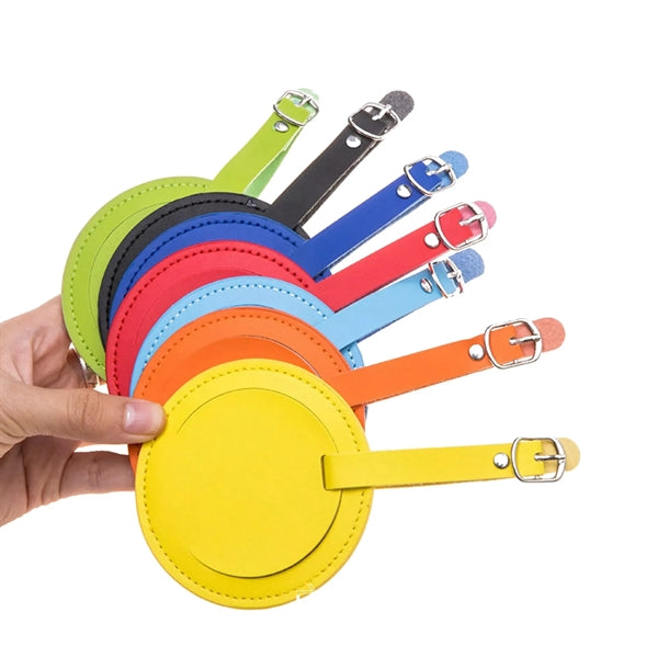 Round Leather Golf Luggage Tag Suitcase Travel ID Labels