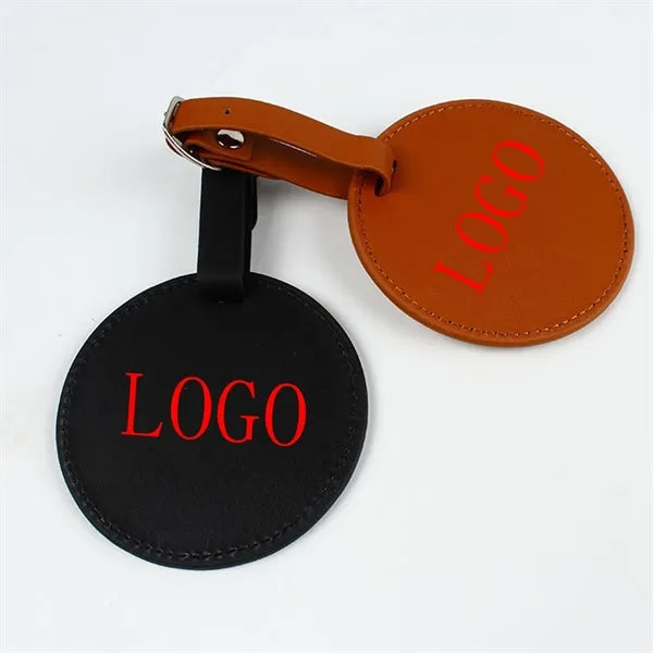 Round Leather Golf Luggage Tag Suitcase Travel ID Labels