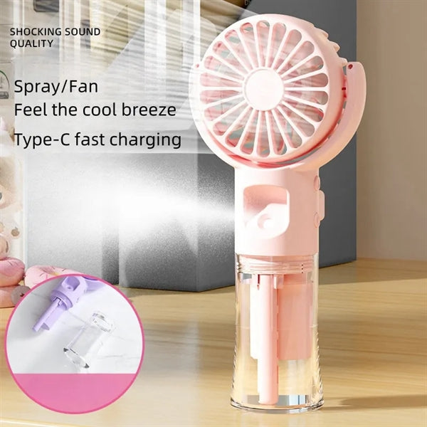 Handheld misting fan neck desktop