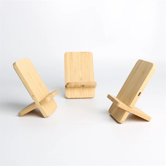 15W Bamboo Dual USB Wireless Charger with Stand