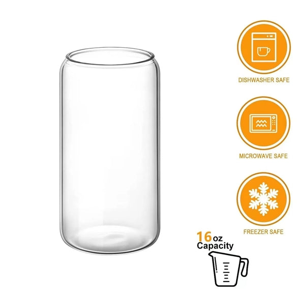 16oz Mason Jar Glass Cups with Lids and Straw