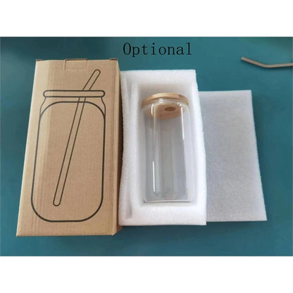 16oz Mason Jar Glass Cups with Lids and Straw