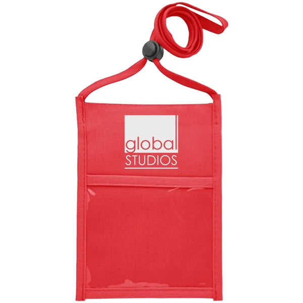 Premium Double Window Pouch Polyester Neck Wallet