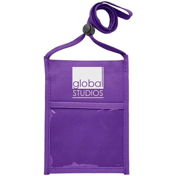 Premium Double Window Pouch Polyester Neck Wallet
