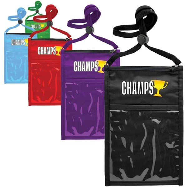 Large Double Pouch Neck Wallet