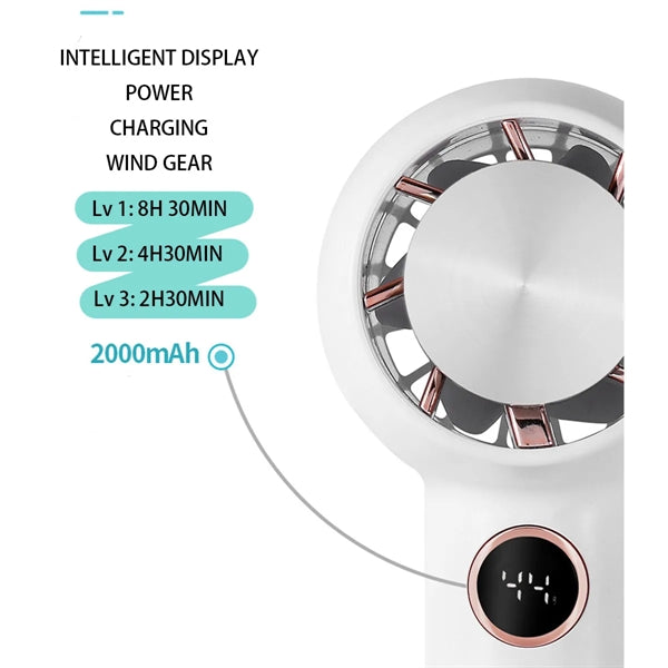 Digital Refrigeration Handheld Fan With Desktop Phone Holder