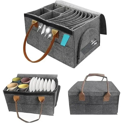 Removable Camping Dinnerware Organizer Felt Bag
