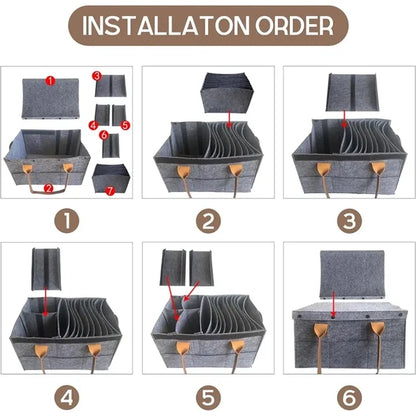 Removable Camping Dinnerware Organizer Felt Bag