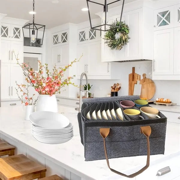 Removable Camping Dinnerware Organizer Felt Bag