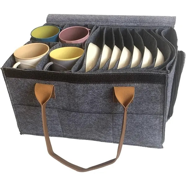 Removable Camping Dinnerware Organizer Felt Bag