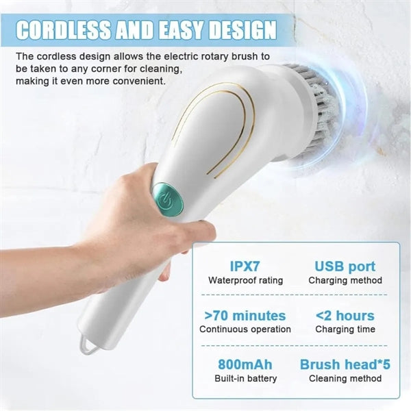 5 In 1 Multifunctional Electric Spin Scrubber