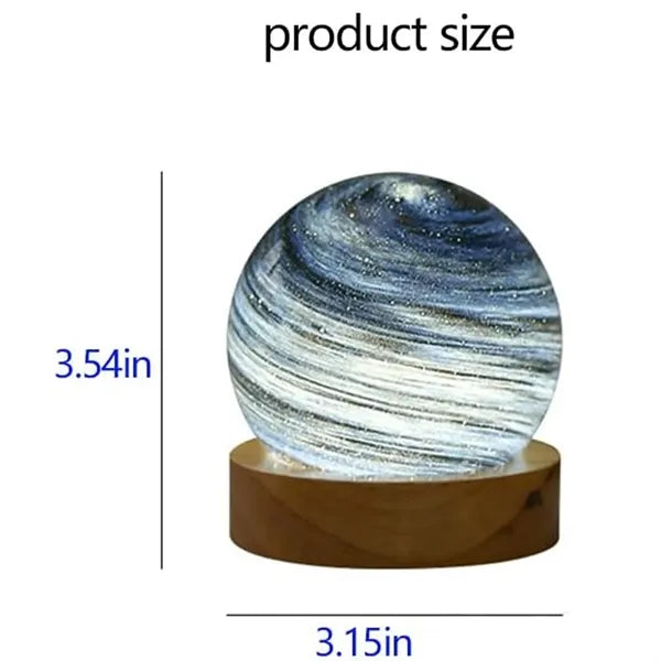 Handblown Glass Art Planet Led Desk Lamp