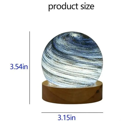 Handblown Glass Art Planet Led Desk Lamp