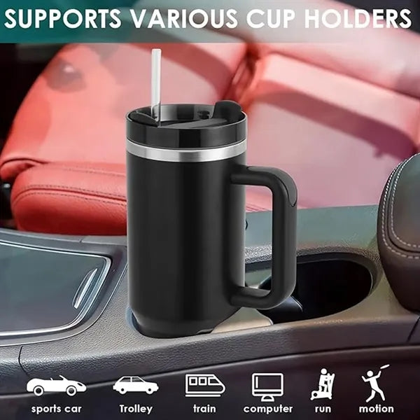 40Oz Stainless Steel Insulated Tumbler With Handle Straw