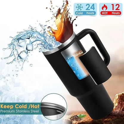 40Oz Stainless Steel Insulated Tumbler With Handle Straw