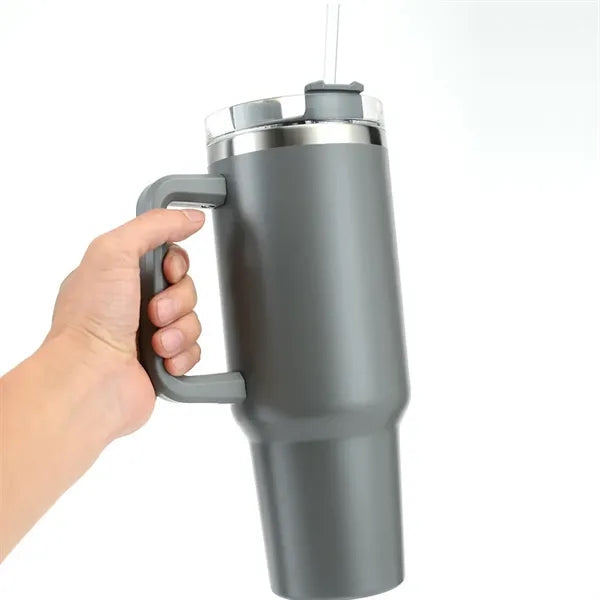 40Oz Stainless Steel Insulated Tumbler With Handle Straw