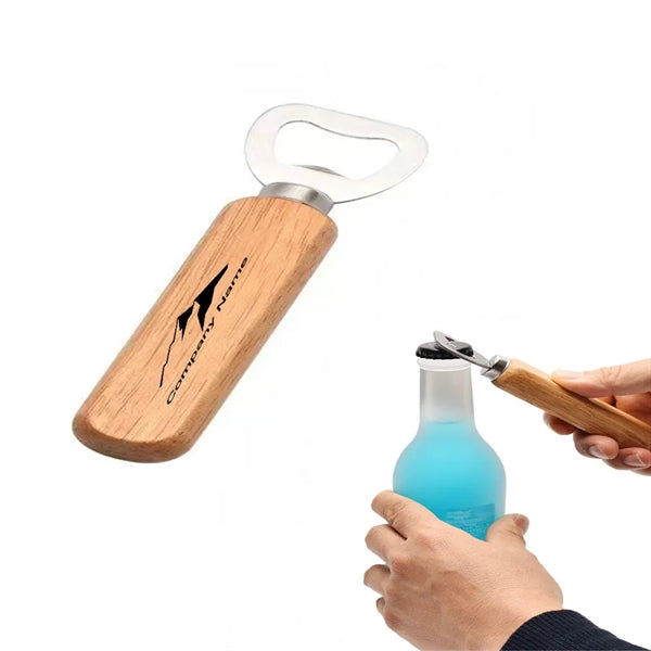 Custom Rubber Wood Handle Bottle Opener