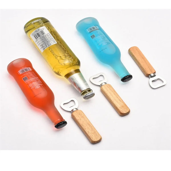 Custom Rubber Wood Handle Bottle Opener