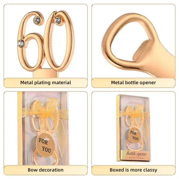 Gold Bottle Opener for Birthday and Wedding Anniversaries