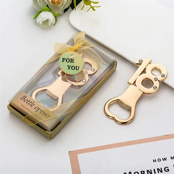 Gold Bottle Opener for Birthday and Wedding Anniversaries