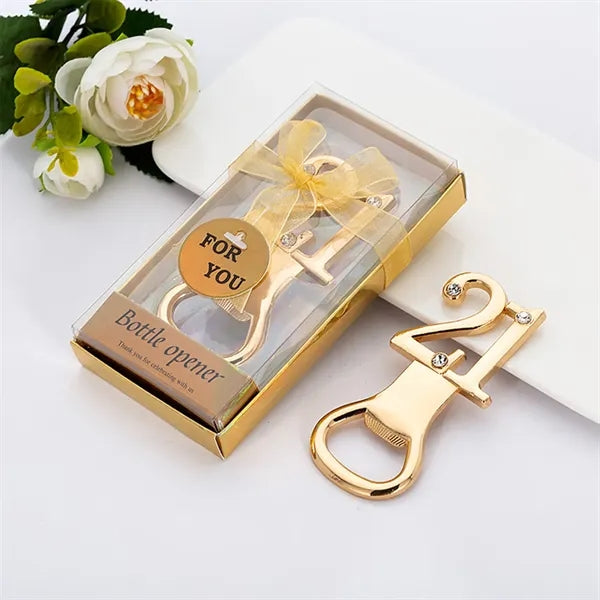 Gold Bottle Opener for Birthday and Wedding Anniversaries