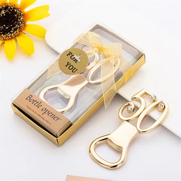 Gold Bottle Opener for Birthday and Wedding Anniversaries