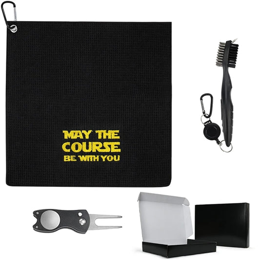 Essential Golf Cleaning Set Towel/Brush/Divot Tool