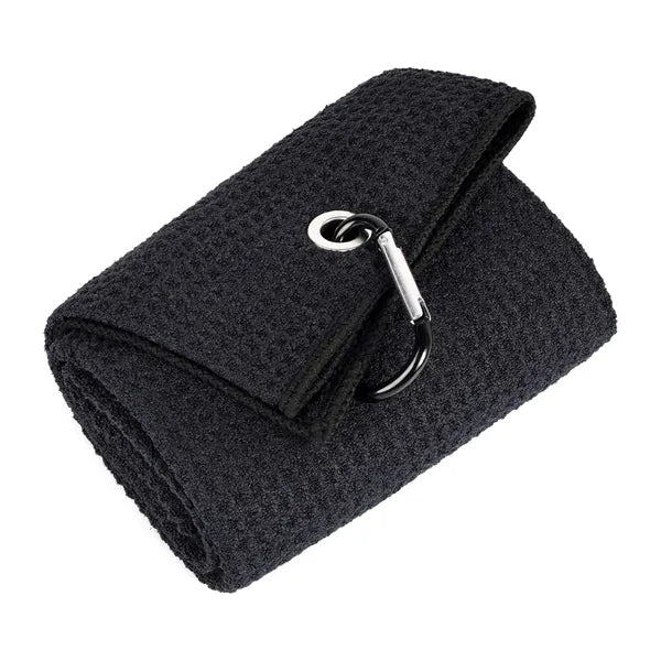Tri-fold Waffle Microfiber Golf Towel-Embroidered Logo