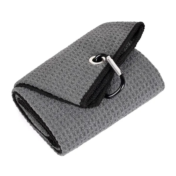 Tri-fold Waffle Microfiber Golf Towel-Embroidered Logo