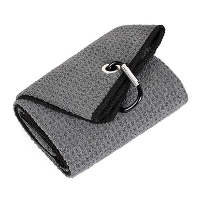 Tri-fold Waffle Microfiber Golf Towel-Embroidered Logo