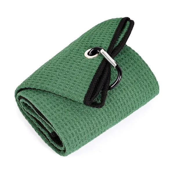 Tri-fold Waffle Microfiber Golf Towel-Embroidered Logo