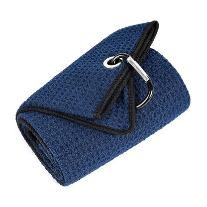 Tri-fold Waffle Microfiber Golf Towel-Embroidered Logo