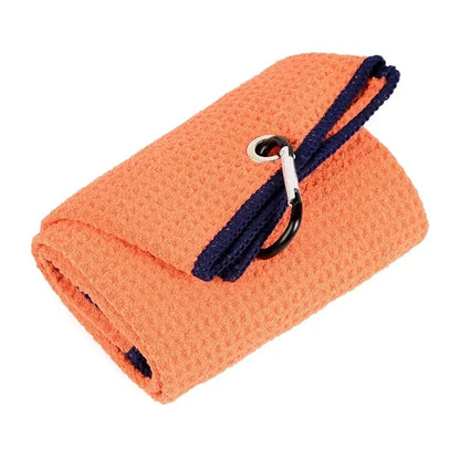 Tri-fold Waffle Microfiber Golf Towel-Embroidered Logo