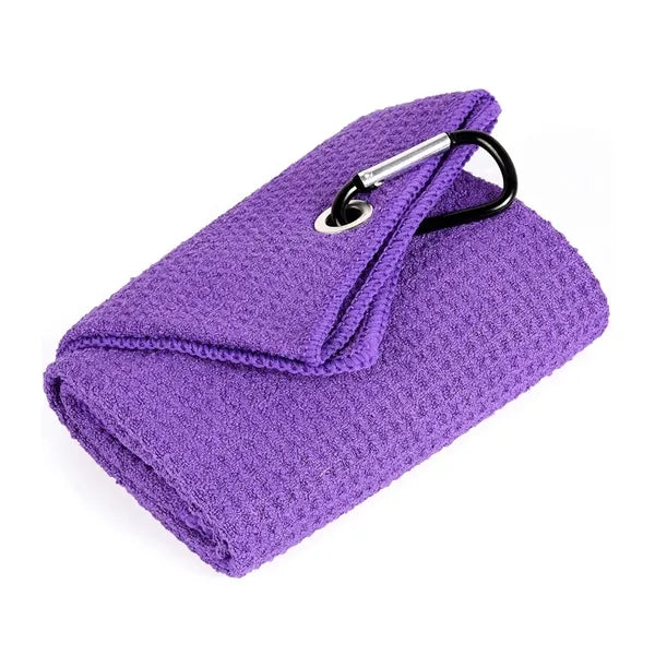 Tri-fold Waffle Microfiber Golf Towel-Embroidered Logo