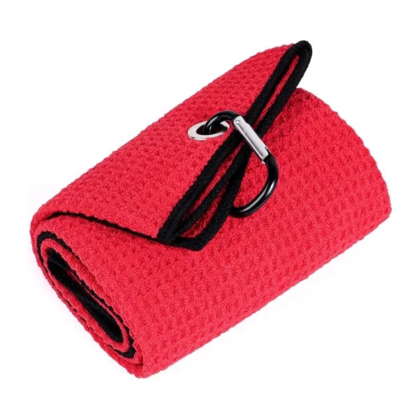 Tri-fold Waffle Microfiber Golf Towel-Embroidered Logo